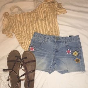 floral denim shorts